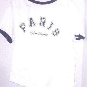 H&M White and Black Graphic Tee